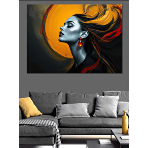 Rüzgarda Saçlı Kadın Dekoratif Kanvas - Mdf Ahşap Tablo 70x100 cm