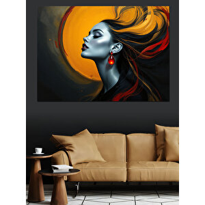 Rüzgarda Saçlı Kadın Dekoratif Kanvas - Mdf Ahşap Tablo 70x100 cm