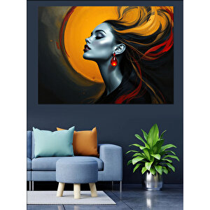 Rüzgarda Saçlı Kadın Dekoratif Kanvas - Mdf Ahşap Tablo 70x100 cm