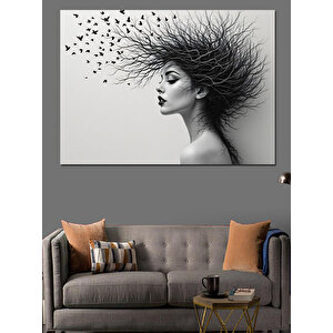 Uçuşan Saçlı Kadın Dekoratif Kanvas - Mdf Ahşap Tablo 50x70 cm
