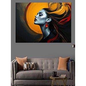 Rüzgarda Saçlı Kadın Dekoratif Kanvas - Mdf Ahşap Tablo