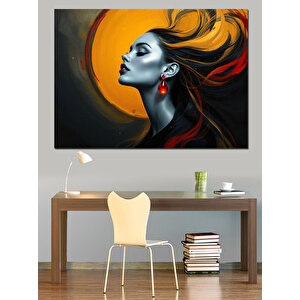 Rüzgarda Saçlı Kadın Dekoratif Kanvas - Mdf Ahşap Tablo