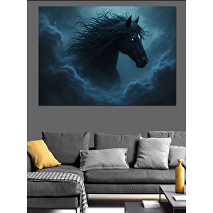 Karanlıkta Gizemli At Dekoratif Kanvas - Mdf Ahşap Tablo 35x50 cm