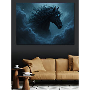 Karanlıkta Gizemli At Dekoratif Kanvas - Mdf Ahşap Tablo 35x50 cm