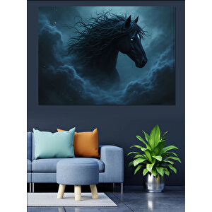 Karanlıkta Gizemli At Dekoratif Kanvas - Mdf Ahşap Tablo 35x50 cm