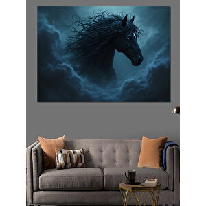 Karanlıkta Gizemli At Dekoratif Kanvas - Mdf Ahşap Tablo
