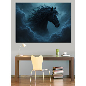 Karanlıkta Gizemli At Dekoratif Kanvas - Mdf Ahşap Tablo