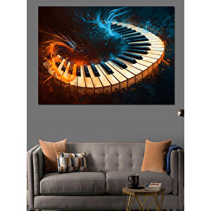 Soyut Piyano Sarmalı Dekoratif Kanvas - Mdf Ahşap Tablo 100x140 cm