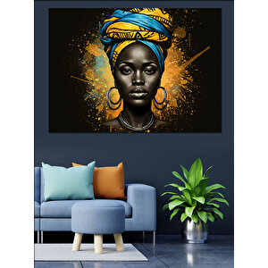 Altın Küpeli Kadın Dekoratif Kanvas - Mdf Ahşap Tablo 70x100 cm