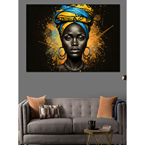 Altın Küpeli Kadın Dekoratif Kanvas - Mdf Ahşap Tablo 100x140 cm