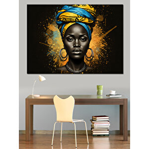 Altın Küpeli Kadın Dekoratif Kanvas - Mdf Ahşap Tablo 100x140 cm