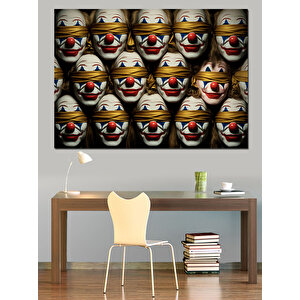 Karanlıkta Kırmızı Palyaço Maskeleri Dekoratif Kanvas - Mdf Ahşap Tablo 100x140 cm