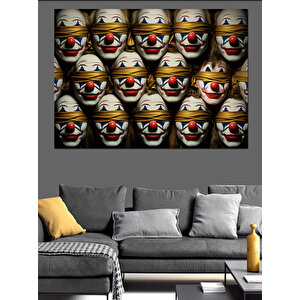 Karanlıkta Kırmızı Palyaço Maskeleri Dekoratif Kanvas - Mdf Ahşap Tablo 100x140 cm