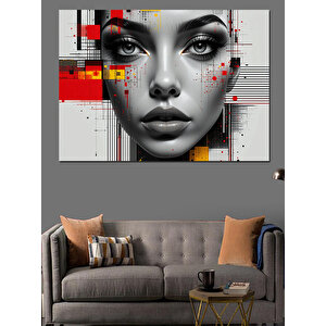 Fütüristik Kadın Portresi Dekoratif Kanvas - Mdf Ahşap Tablo 35x50 cm
