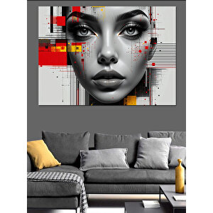 Fütüristik Kadın Portresi Dekoratif Kanvas - Mdf Ahşap Tablo 35x50 cm