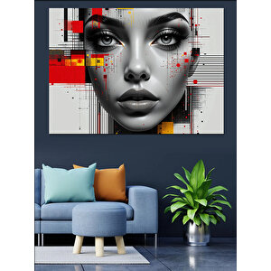 Fütüristik Kadın Portresi Dekoratif Kanvas - Mdf Ahşap Tablo