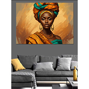 Sarı Afrikalı Kadın Dekoratif Kanvas - Mdf Ahşap Tablo 25x35 cm