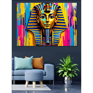 Renkli Firavun Maskesi Portresi Dekoratif Kanvas - Mdf Ahşap Tablo 25x35 cm