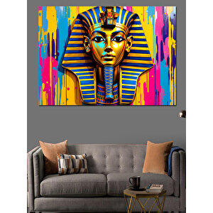 Renkli Firavun Maskesi Portresi Dekoratif Kanvas - Mdf Ahşap Tablo 25x35 cm