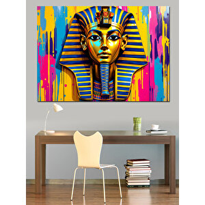 Renkli Firavun Maskesi Portresi Dekoratif Kanvas - Mdf Ahşap Tablo