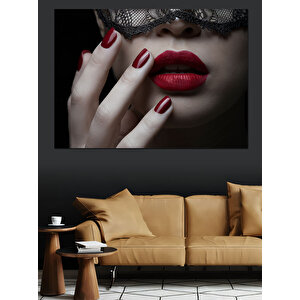 Dantelli Maskeli Kadın Dekoratif Kanvas - Mdf Ahşap Tablo 100x140 cm