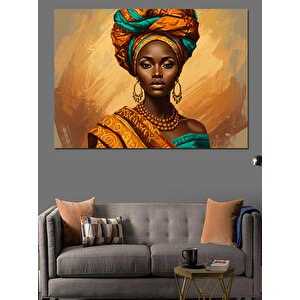 Sarı Afrikalı Kadın Dekoratif Kanvas - Mdf Ahşap Tablo 100x140 cm