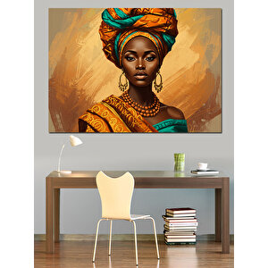 Sarı Afrikalı Kadın Dekoratif Kanvas - Mdf Ahşap Tablo 100x140 cm