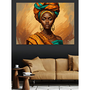 Sarı Afrikalı Kadın Dekoratif Kanvas - Mdf Ahşap Tablo