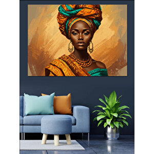 Sarı Afrikalı Kadın Dekoratif Kanvas - Mdf Ahşap Tablo