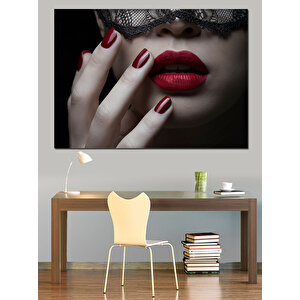 Dantelli Maskeli Kadın Dekoratif Kanvas - Mdf Ahşap Tablo 50x70 cm