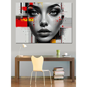 Fütüristik Kadın Portresi Dekoratif Kanvas - Mdf Ahşap Tablo 70x100 cm