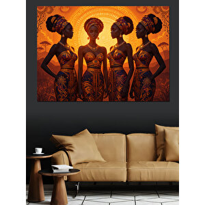 Geleneksel Kadın Siluetleri Dekoratif Kanvas - Mdf Ahşap Tablo 50x70 cm