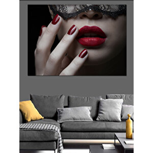 Dantelli Maskeli Kadın Dekoratif Kanvas - Mdf Ahşap Tablo 70x100 cm