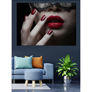 Dantelli Maskeli Kadın Dekoratif Kanvas - Mdf Ahşap Tablo