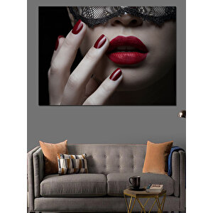 Dantelli Maskeli Kadın Dekoratif Kanvas - Mdf Ahşap Tablo