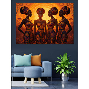 Geleneksel Kadın Siluetleri Dekoratif Kanvas - Mdf Ahşap Tablo 70x100 cm