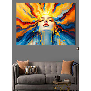 Ateş Gibi Soyut Kadın Dekoratif Kanvas - Mdf Ahşap Tablo 100x140 cm