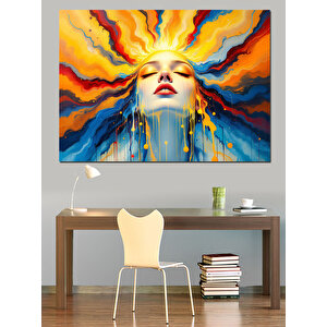 Ateş Gibi Soyut Kadın Dekoratif Kanvas - Mdf Ahşap Tablo 100x140 cm