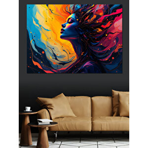 Ateşli Mavi Kadın Dekoratif Kanvas - Mdf Ahşap Tablo