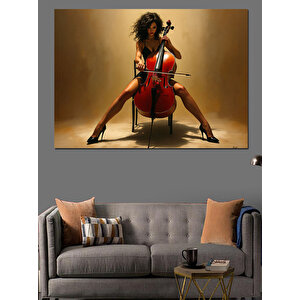 Tutkulu Çello Performansı Dekoratif Kanvas - Mdf Ahşap Tablo