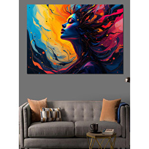 Ateşli Mavi Kadın Dekoratif Kanvas - Mdf Ahşap Tablo 50x70 cm