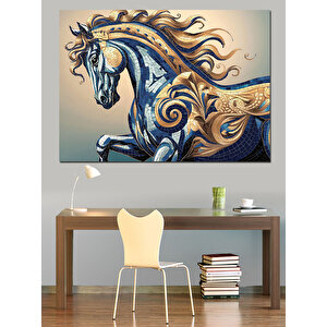 Süslenmiş At Dekoratif Kanvas - Mdf Ahşap Tablo 100x140 cm