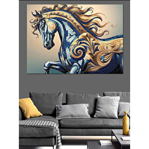 Süslenmiş At Dekoratif Kanvas - Mdf Ahşap Tablo 100x140 cm