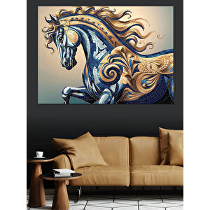 Süslenmiş At Dekoratif Kanvas - Mdf Ahşap Tablo 100x140 cm
