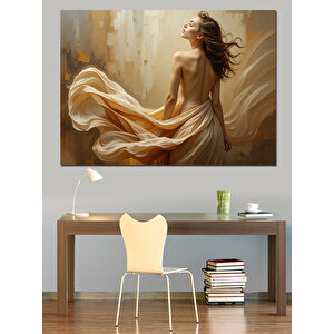 Beyaz Elbiseli Kadın Dekoratif Kanvas - Mdf Ahşap Tablo 100x140 cm