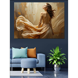Beyaz Elbiseli Kadın Dekoratif Kanvas - Mdf Ahşap Tablo 70x100 cm