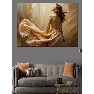 Beyaz Elbiseli Kadın Dekoratif Kanvas - Mdf Ahşap Tablo 70x100 cm