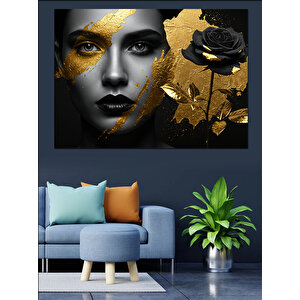 Altın Kadın Dekoratif Kanvas - Mdf Ahşap Tablo 70x100 cm