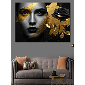 Altın Kadın Dekoratif Kanvas - Mdf Ahşap Tablo 70x100 cm