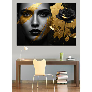 Altın Kadın Dekoratif Kanvas - Mdf Ahşap Tablo 70x100 cm